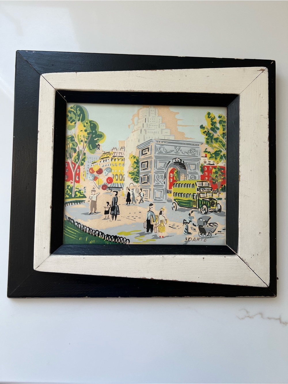Dante Framed Vintage NY Cityscape Art in Black & White Frame